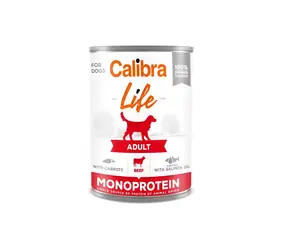 CALIBRA Konzerva Dog Life Adult hovězí s mrkví 400 g / Konzerva pro psy / dospělí psi / hypoalergenní