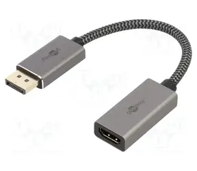Goobay Plus 75271 šedá / Adaptérový kabel DisplayPort - HDMI / 4K 60Hz / 20 cm / 32 Gbit/s
