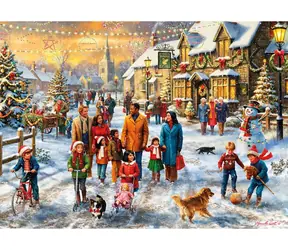GIBSONS Puzzle Vánoční procházka / 1000 dílků / 68 x 49 cm