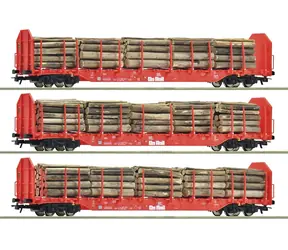 ROCO 6600318 Sada 3 ks klanicových vozů Rnoos s nákladem OnRail / Měřítko: H0 (1:87) / Délka: 789 mm / 14 let