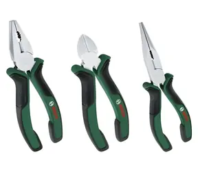 Bosch Sada kleští 3dílná / Sada kleští / diagonální, dlouhé, kombinované / 160-180 mm / uhlíková ocel