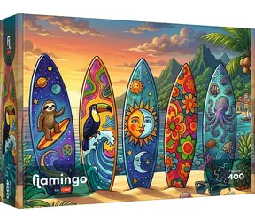 TREFL Puzzle Flamingo: Dobrodružství na vlnách / 400 dílků / 48 x 33 cm