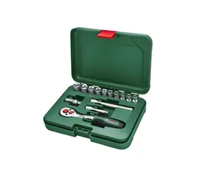 BOSCH Sada hlavic s ráčnou 1/4" 14 ks / Sada nářadí / Ráčna 72 zubů / Max. 93 Nm / S kufříkem