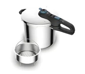Tefal Secure Trendy P2584401 / Tlakový hrnec / 8 l / nerez / parní košík / vhodné pro indukci