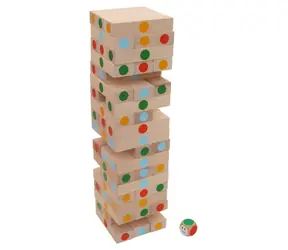 ČESKÁ DŘEVĚNÁ HRAČKA Vratká věž přírodní s puntíky / od 3 let / 8x8x28 cm