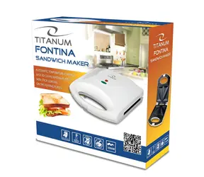 Esperanza Fontinia TKT006W bílá / Sendvičovač / 1000 W / 2 sendviče / Nepřilnavý povrch / Zamykatelné víko
