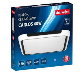 Activejet AJE-CARLOS bílá/černá / Stropní LED svítidlo / 40W / 36x LED / 5000 lm / 4000K / IP20