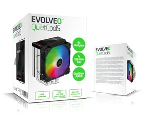 EVOLVEO QuietCool5 černá / Chladič CPU / 6x heatpipe / 120mm ventilátor / ARGB / TDP 240W