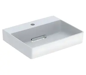 Geberit ONE alpská bílá / Kryt výpusti umyvadel / vodorovný odtok / hřebenová vložka / magnetické upevnění