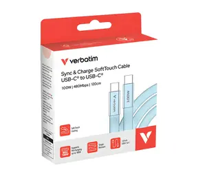 Verbatim 30276 SoftTouch USB-C kabel 1.2m modrá / USB-C(M) / USB-C(M) / 100 W / PD 3.0