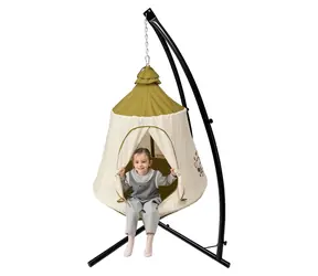2KIDS TOYS Houpačka závěsný stan se stojanem zelená, bílá / od 3 let / světelný řetěz / interiér i exteriér