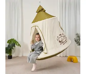 2KIDS TOYS Houpací stan bílá, zelená / Závěsná houpačka / LED řetěz / interiér i exteriér / 3+