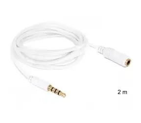 DeLock prodlužovací kabel Jack 3.5mm (M) - Jack 3.5mm (F) bílá / Audio kabel / 2 m / pozlacené kontakty