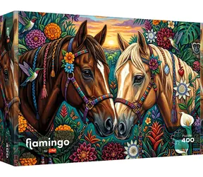 TREFL Puzzle Flamingo: Květinový dostih / 400 dílků / 48 x 33 cm
