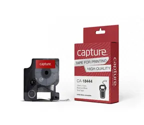 Capture kompatibilní páska pro DYMO Rhino / Páska do tiskárny štítků / 12 mm / černý tisk / bílý podklad / 5,5 m