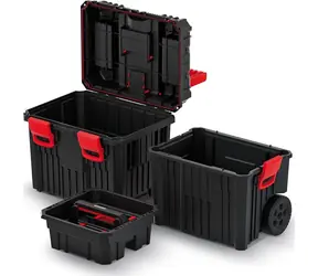 Kistenberg Box na nářadí na kolečkách HEAVY černý / Pojízdný box / 71 l / Plast