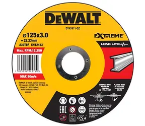 DeWalt DT43911 / Řezný kotouč na kov / Průměr 125x22,2 mm / Šířka 3 mm