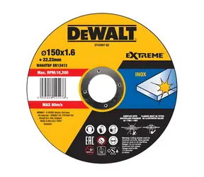 DeWalt Řezný kotouč na nerezovou ocel / Průměr 150 x 22,23 mm / Šířka řezu 1,6 mm