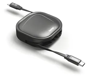 Hama USB-C černá / Navíjecí nabíjecí kabel / 60 W / 1 m