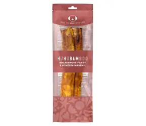 Huhubamboo Hovězí kolagen filé L 2 ks / Pamlsky pro psy / žvýkací