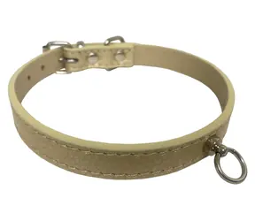 Huhubamboo Metal obojek béžový L / Obojek pro psy / Pro chrty / 16 mm x 31-37 cm