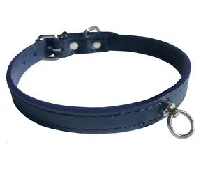 Huhubamboo Exclusive obojek modrý L / Obojek pro psy / 16 mm x 31-44 cm / Hovězí kůže
