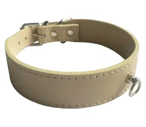 Huhubamboo Exclusive obojek béžová S / Obojek pro psy / 24 mm / 26-31 cm / hovězí kůže