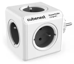 CUBENEST Zásuvkový blok PowerCube Original bílá/šedá / 5x zásuvka / dětská pojistka / uzemnění / 16A/250V 3680W