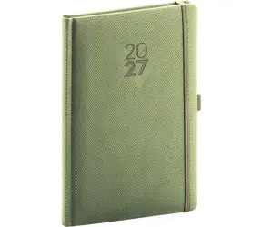 NOTIQUE Týdenní diář Diamante 2027 olivový / 15 × 21 cm