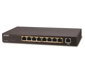 Planet PoE switch 8-portový fanless / Switch / 9x 10/100/1000 Mbps TP / 8x PoE 802.3at 30W/120W
