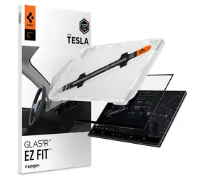 Spigen EZ Fit čirá / Ochranné sklo / Tesla Model Y L 2026 / Instalační rám / Tvrzené sklo 9H