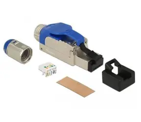 DeLock RJ45 Cat.8.1 modrý / Konektor pro montáž na kabel / Kovové pouzdro