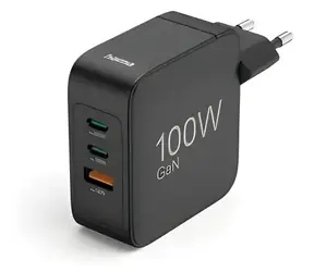 Hama GaN 100 W černá / Nabíječka / 2x USB-C / USB-A / PD