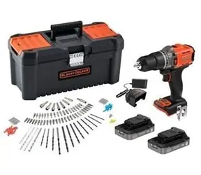 Black&Decker BCD383D2TA černo-oranžová / Aku vrtačka a šroubovák / 18V / 2x 2 Ah / 1550 ot-min / 45 Nm / kufr
