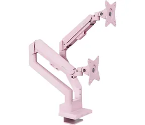 AROZZI ALZARE Neo Duo růžová / Stolní držák pro 2 monitory / 17-32" / VESA 75x75-100x100 / nosnost 2x 9 kg
