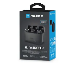 Natec Hopper Lightning černá (NMI-2256) / Klopový mikrofon / sada 2 ks / bezdrátový / dosah 30 m / výdrž 4 h