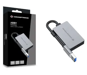 Conceptronic USB-A 3.2 na HDMI 1.4 šedá / Adaptér / 1920 × 1080 px / 60 Hz / 0,16 m