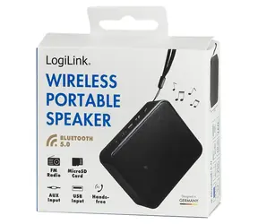 LogiLink přenosný Bluetooth reproduktor černá / Reproduktor / Bluetooth 5.3 / FM rádio / microSD, USB, AUX