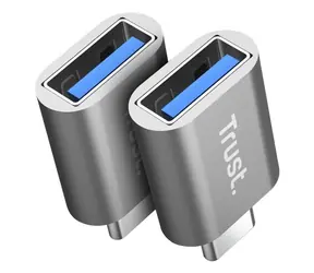 Trust Calyx 26221 stříbrná / Adaptér / USB-C na USB-A / 10 Gb/s / 18W nabíjení