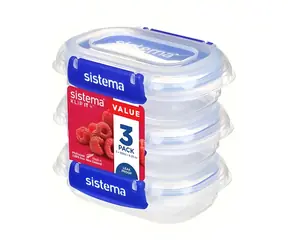 Sistema KLIP IT PLUS modrá / Sada vodotěsných krabiček na potraviny / 3x 0,18 l / 2 klipy / bez BPA