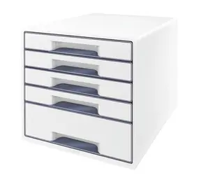 Leitz WOW Cube bílá / Zásuvkový box / 5 zásuvek / Plast