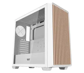 darkFlash DS900WD bílá / PC skříň / ATX / M-ATX / ITX / tvrzené sklo / dřevěný panel / bez zdroje