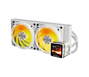 darkFlash DE240 bílá / AiO chladič CPU / 2x 120 mm / ARGB podsvícení / 800-2000 RPM / 36 dB / Intel + AMD