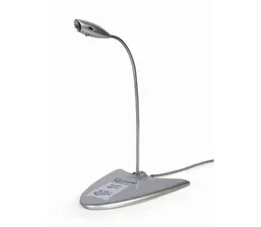 Gembird USB stolní mikrofon stříbrná / Mikrofon / integrovaná zvuková karta / USB / 1,2 m