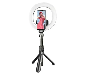 Puluz / Selfie tyč se stativem a LED kruhovým světlem / Bluetooth ovladač