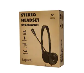 LogiLink stereo headset s mikrofonem černá / Sluchátka / 2x 3,5mm jack / 32 ? / 1,8 m