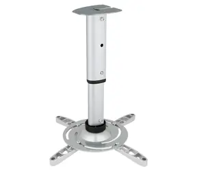 Techly 301559 stříbrná / Stropní držák projektoru / nosnost 15 kg / náklon 0-30° / otočný 360° / tyč 30-37 cm
