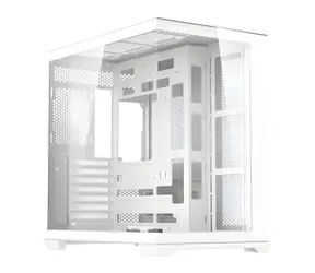 darkFlash C280 bílá / Počítačová skříň / E-ATX / bez ventilátorů / tvrzené sklo / vertikální GPU