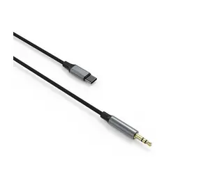 FIXED Link Space Gray / Audio kabel / USB-C na 3,5mm jack / opletený / DAC / 1,5 m
