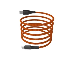 Hammer Magnetický kabel USB-C oranžový / Kabel / USB-A (M) - USB-C (M) / 65W / 1 m / nylonové opletení